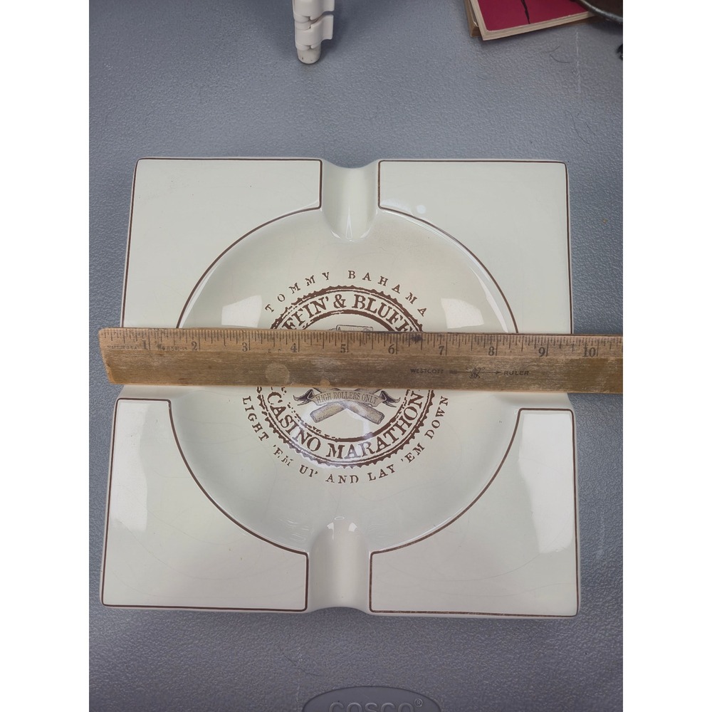 Tommy Bahama Puffin & Bluffin Casino Marathon Ceramic Cigar Ashtray 2008 Cream - Picture 2 of 8